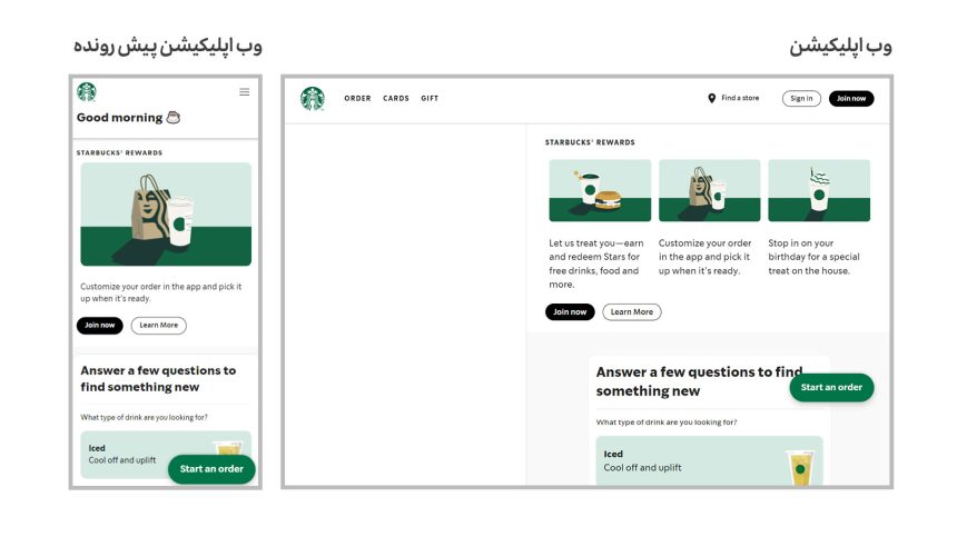 ترندهای طراحی سایت در سال 2023 3 استارباکس: نمونه وب اپلیکیشن پیش رونده Progressive web app
