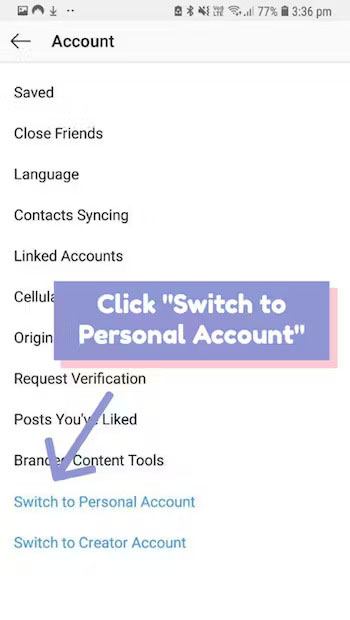 switch from business account to personal instagram
