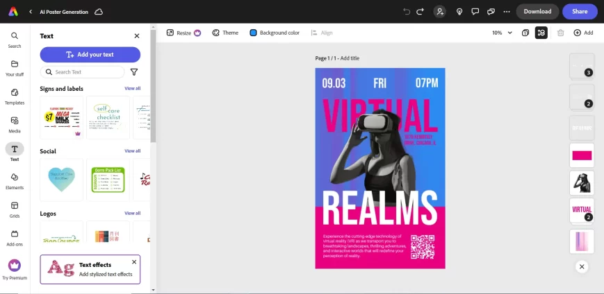 طراحی پوستر با هوش مصنوعی Adobe Express